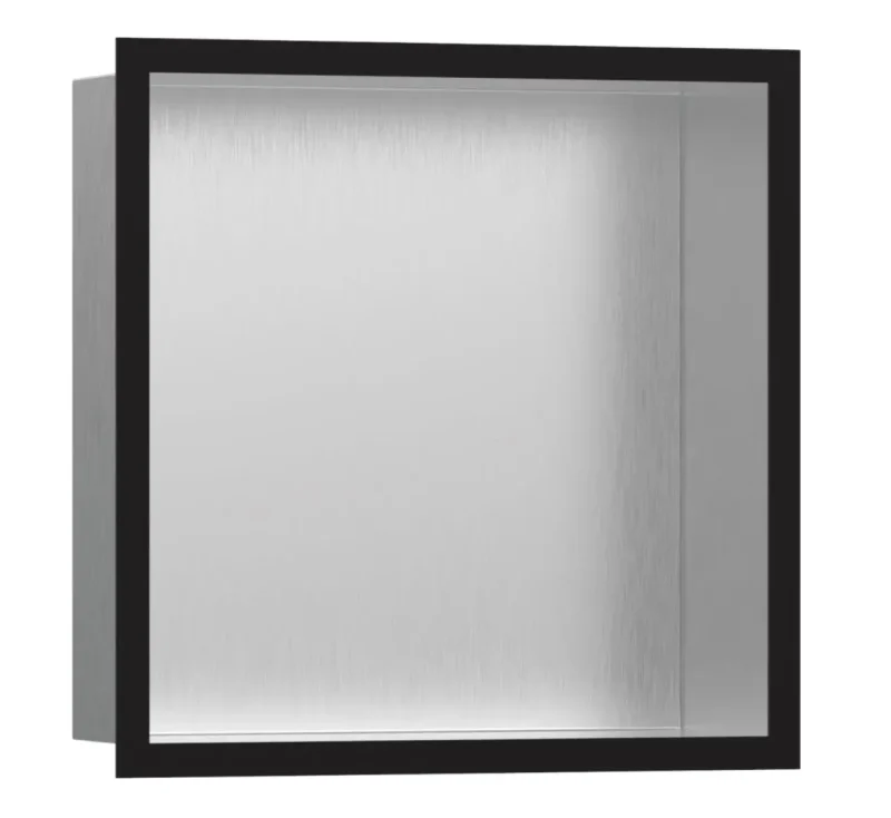 Hansgrohe XtraStoris Individual - sienas niša ar dizaina rāmi, 30x30x10 cm, matēts nerūsējošais tērauds/matēti melns 56097670