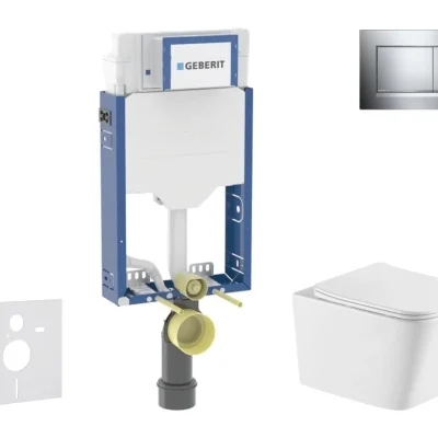 Geberit Kombifix - komplekts ar priekšsienas elementu, Arkas WC ar SoftClose sēdekli un Sigma20 vadības plati, hroms SANI15CA1147