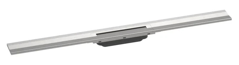Hansgrohe RainDrain Flex - dušas noteka 900 ar nerūsējošā tērauda resti, saīsināma, montāžai pie sienas, matēts nerūsējošais tērauds 56052800