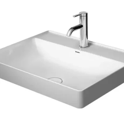 Duravit DuraSquare - izlietnes bļoda 60x47 cm, ar 1 jaucējkrāna caurumu, DuraCeram, ar WonderGliss, Alpu balts 23546000411