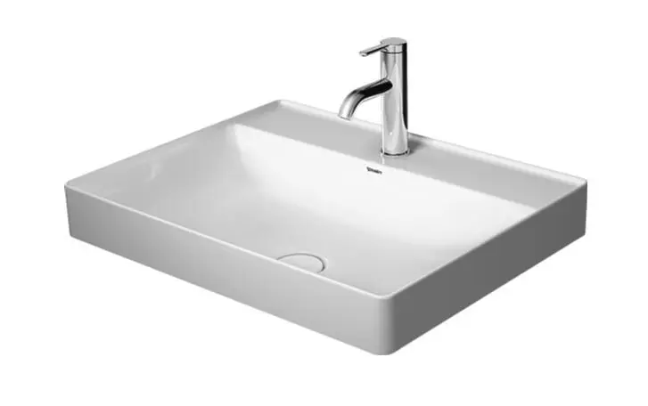 Duravit DuraSquare - izlietnes bļoda 60x47 cm, ar 1 jaucējkrāna caurumu, DuraCeram, ar WonderGliss, Alpu balts 23546000411