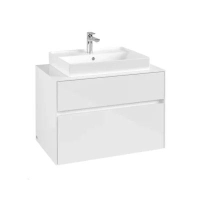 Villeroy & Boch Collaro - izlietnes apakšskapītis, 80x55x50 cm, 2 atvilktnes, Glossy White C08000DH