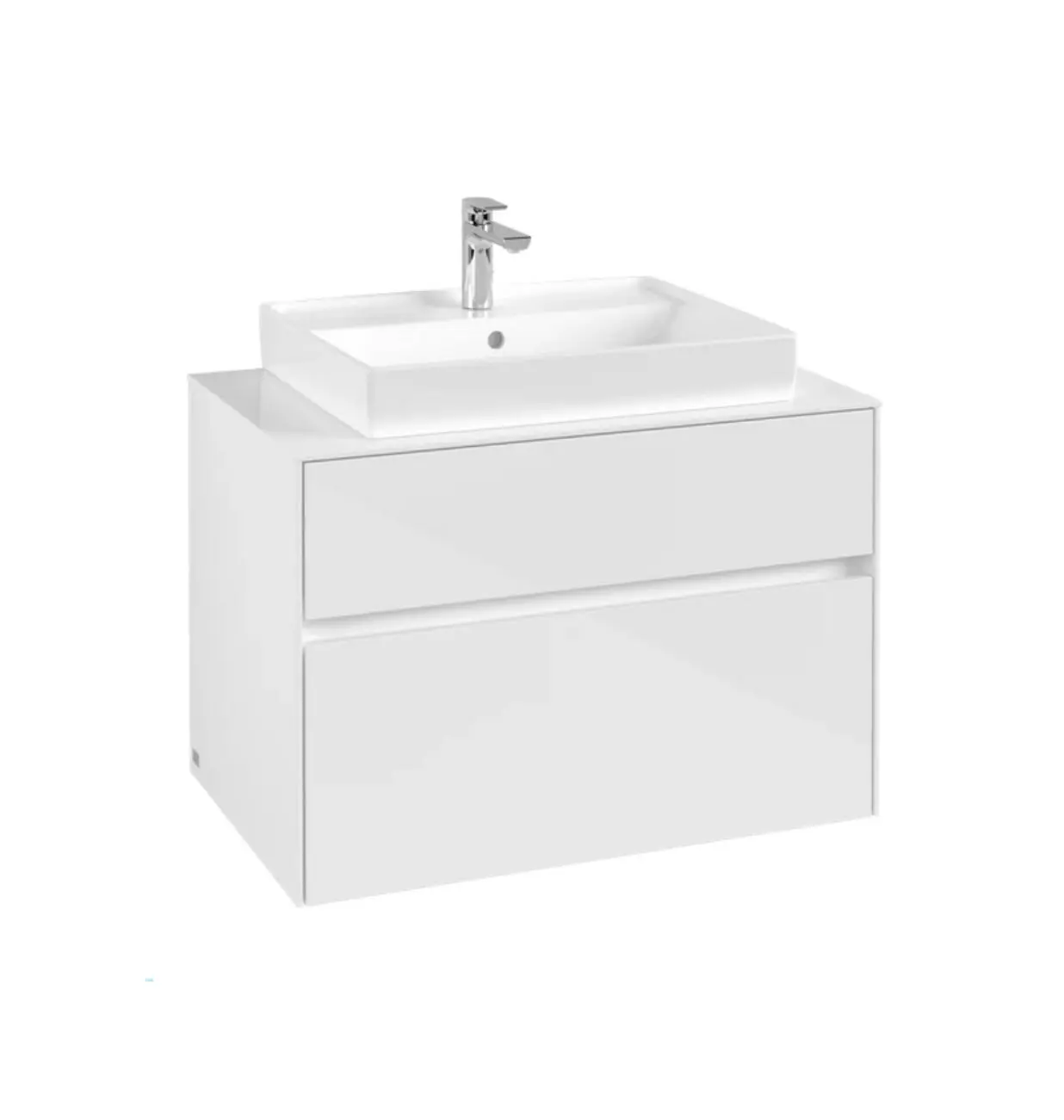 Villeroy & Boch Collaro - izlietnes apakšskapītis, 80x55x50 cm, 2 atvilktnes, Glossy White C08000DH
