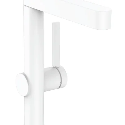 Hansgrohe Finoris - izlietnes vienas sviras maisītājs 230, ar Push-Open noteces komplektu un grozāmu izteku, EcoSmart, balts matēts 76060700