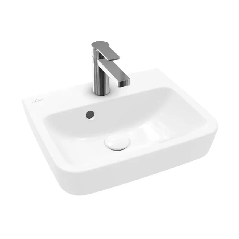 Villeroy & Boch O.novo - uzliekamā rokas izlietne, 45x37 cm, ar pārplūdi, ar jaucējkrāna atveri, AntiBac, CeramicPlus, Alpu balts 43444GT2