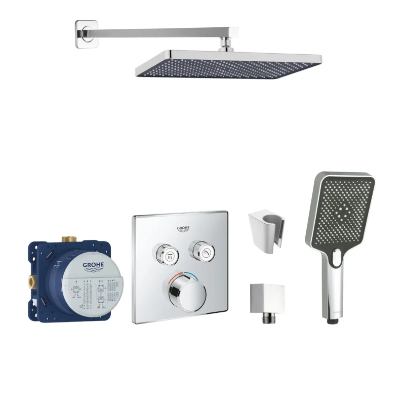 Grohe/Kielle - dušas komplekts ar maisītāju un zemapmetuma korpusu, hroms SANI21GKK011