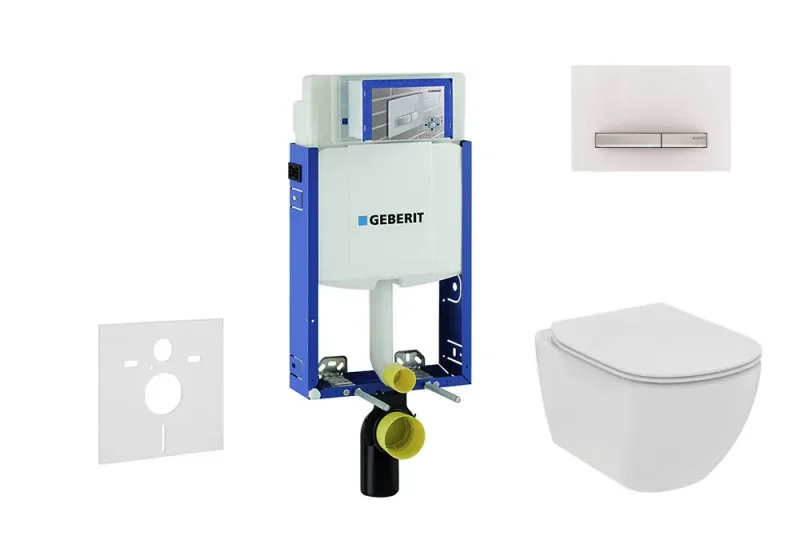 Geberit Kombifix - komplekts no priekšsienas elementa, sienas WC un WC sēdekļa Ideal Standard Tesi, vadības plate Sigma50, Rimless, SoftClose, Alpu balts 110.302.00.5 NE8