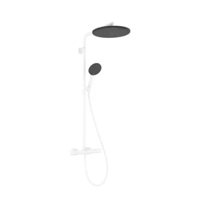 Hansgrohe Raindance Alive S Puro - dušas komplekts ar termostatu, 21x34 cm, 3 strūklas veidi, EcoSmart, matēti balts 24593700