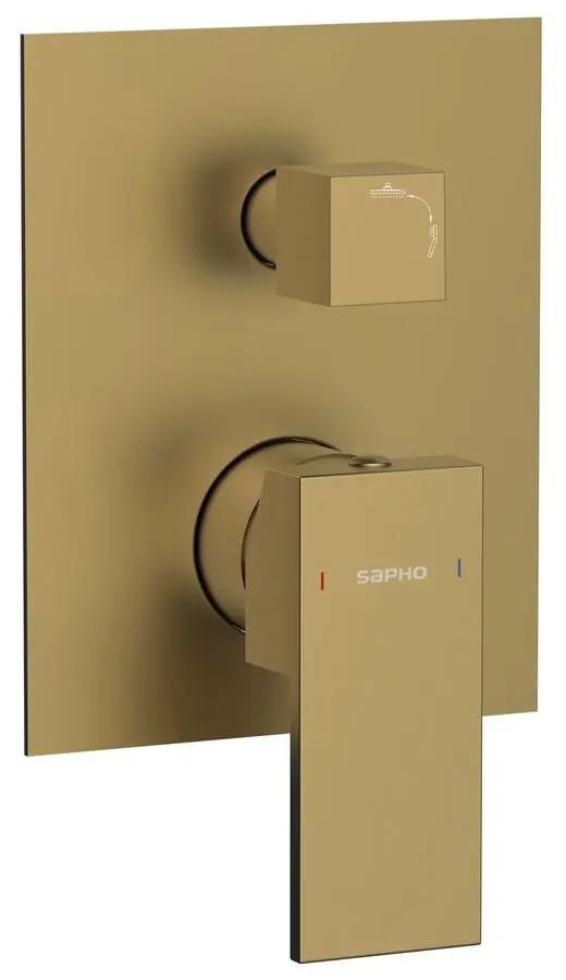 Sapho Cubemix - zemapmetuma maisītājs, 2 patērētājiem, ar montāžas korpusu, matēti zelts CM042GB