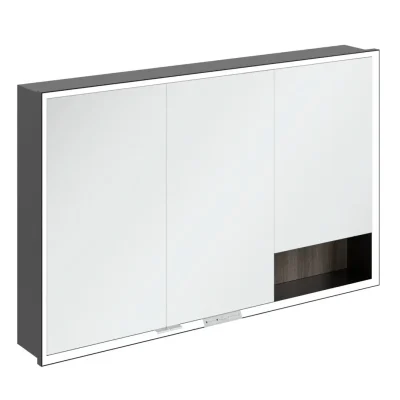 Villeroy & Boch My View+ - spoguļskapītis ar LED apgaismojumu 120x75x17 cm, 3 durvis, akmens ozols/matēti melns B48212RK
