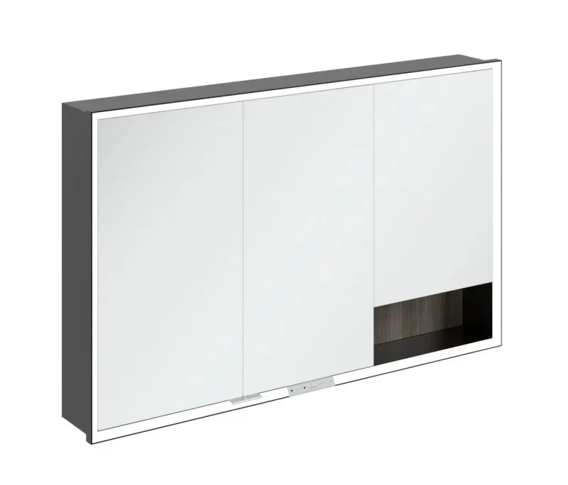 Villeroy & Boch My View+ - spoguļskapītis ar LED apgaismojumu 120x75x17 cm, 3 durvis, akmens ozols/matēti melns B48212RK