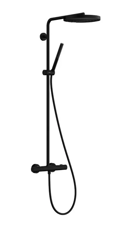 Hansgrohe Pulsify S Puro - dušas komplekts ar termostatu, diametrs 26 cm, 1 strūkla, matēti melns 24222670