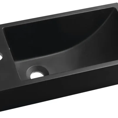 Sapho Small - roku mazgāšanas izlietne, 50x25 cm, ar pārplūdi, krāna caurums pa kreisi, matēti melna SM012B