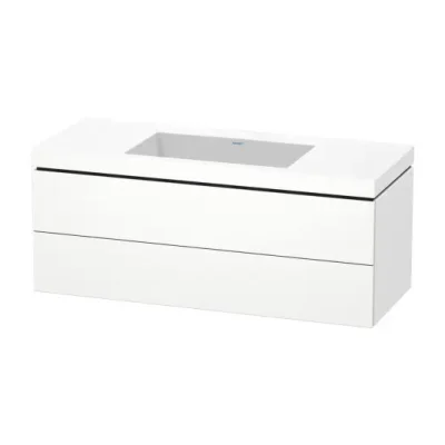 Duravit L-Cube - skapis ar izlietni 50x120x48 cm, 2 atvilktnes, balts matēts LC6929N1818