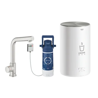 Grohe Red - virtuves izlietnes vārsts Mono ar boileri un ūdens filtru, boilera izmērs M, SuperSteel 30339DC1
