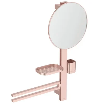 Ideal Standard ALU+ - spogulis ar dvieļu turētāju, plauktu un zobu birstes glāzi, rozā BD588RO