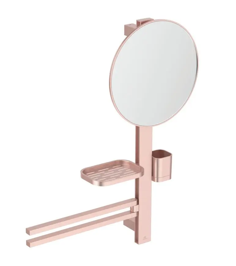 Ideal Standard ALU+ - spogulis ar dvieļu turētāju, plauktu un zobu birstes glāzi, rozā BD588RO