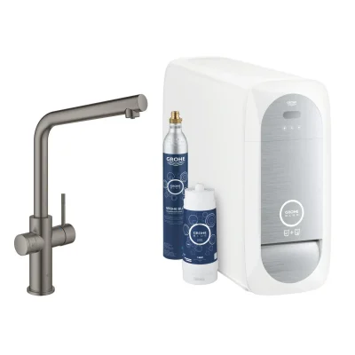 Grohe Blue Home - virtuves izlietnes maisītājs ar dzesēšanas iekārtu un ūdens filtru, Hard Graphite birstēts 31454AL1