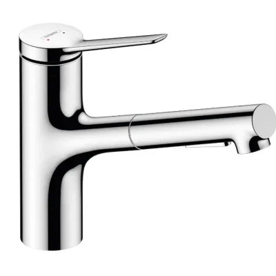 Hansgrohe Zesis M33 - virtuves izlietnes maisītājs 150, ar izvelkamu dušu, sBox lite, Hroms 74803000
