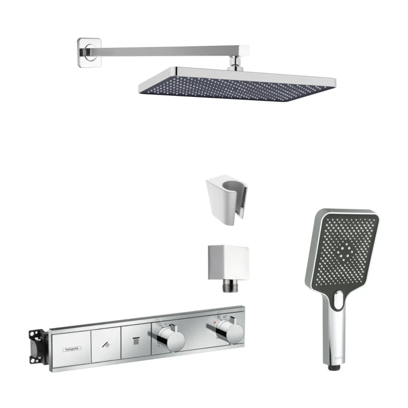 Hansgrohe/Kielle - dušas komplekts ar maisītāju un zemapmetuma montāžas korpusu, hroms SANI21HKK017