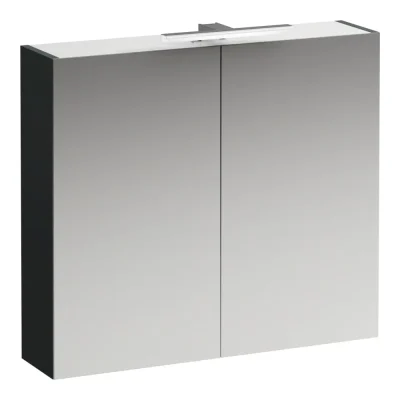 Laufen Base - spoguļskapītis ar LED apgaismojumu, 70x80x19 cm, 2 durvis, pelēks H4028021102661