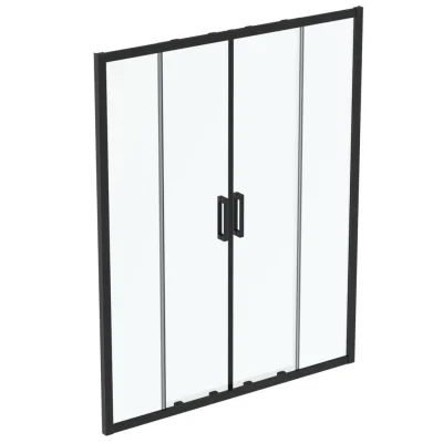 Ideal Standard Connect 2 - bīdāmās dušas durvis, četrdaļīgas, 160 cm, melns/caurspīdīgs stikls K9282V3