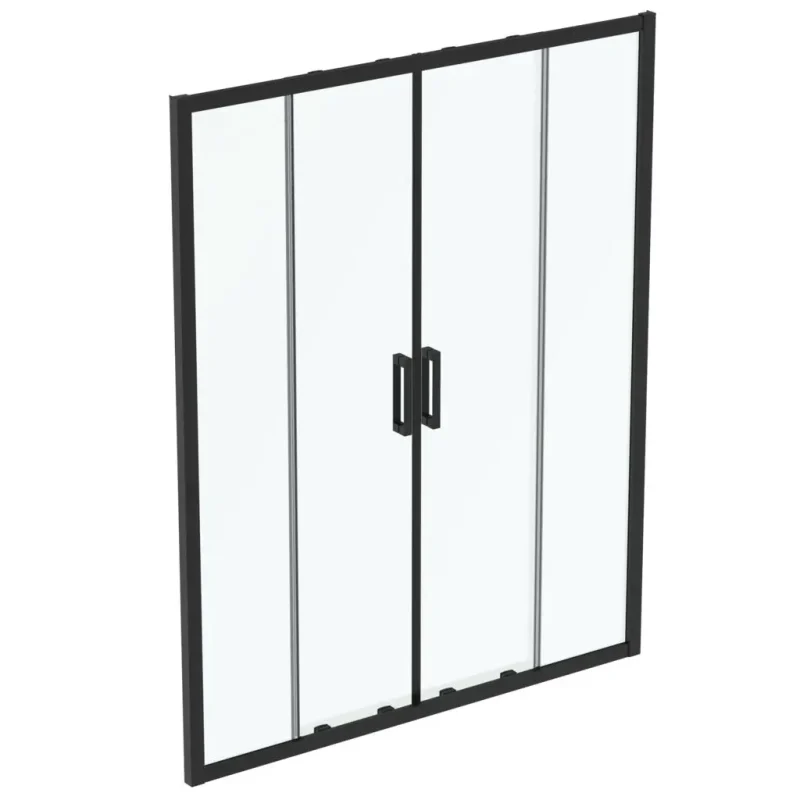 Ideal Standard Connect 2 - bīdāmās dušas durvis, četrdaļīgas, 160 cm, melns/caurspīdīgs stikls K9282V3