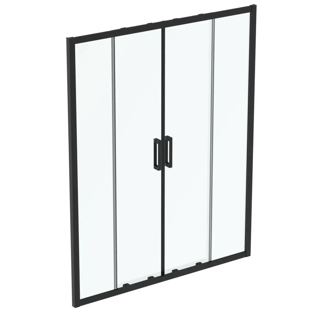 Ideal Standard Connect 2 - bīdāmās dušas durvis, četrdaļīgas, 160 cm, melns/caurspīdīgs stikls K9282V3