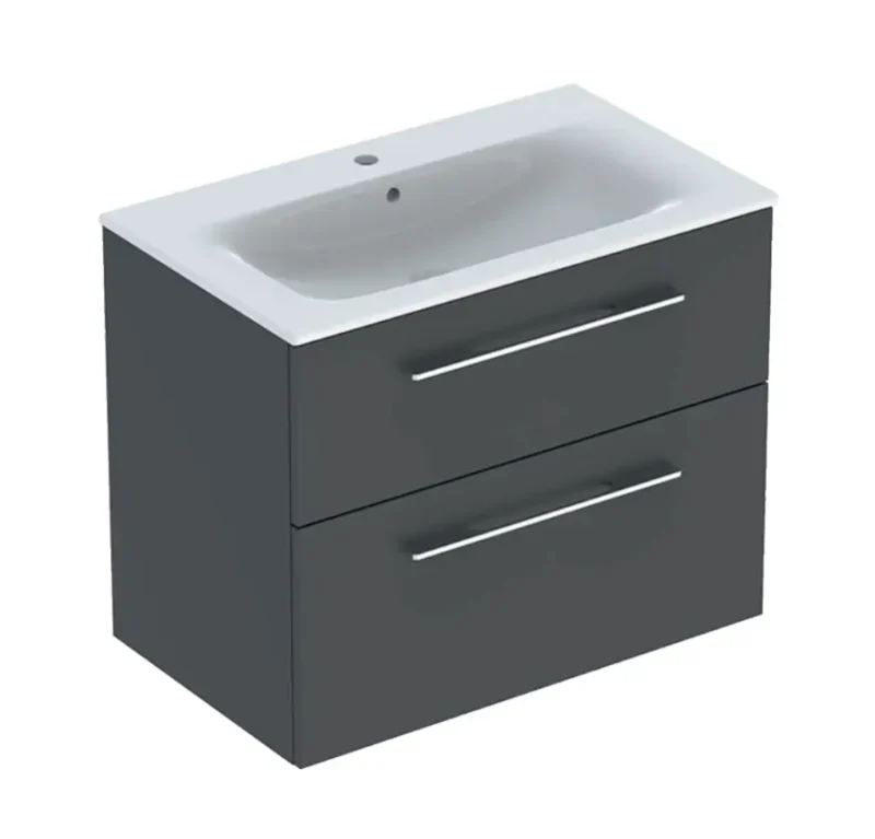 Geberit Selnova Square - izlietnes skapis 64x79x48 cm, ar izlietni, 2 atvilktnes, Lava matēts 501.241.00.1