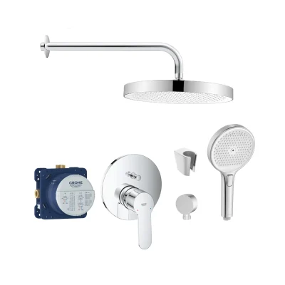 Grohe/Kielle - dušas komplekts ar maisītāju un zemapmetuma montāžas korpusu, hroms SANI21GKK016
