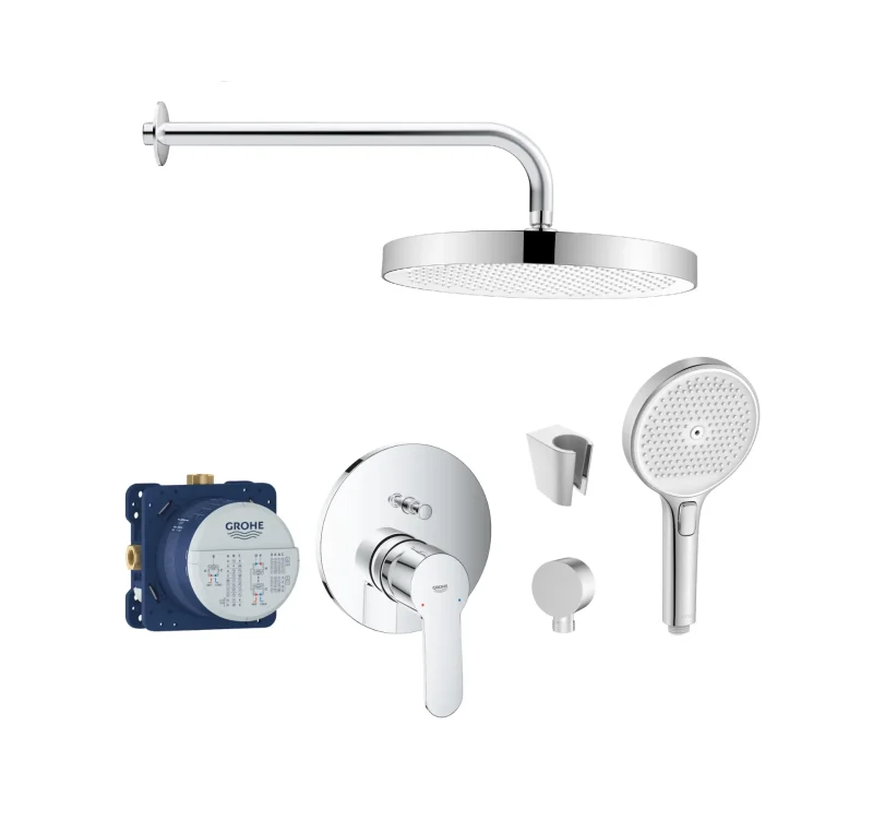 Grohe/Kielle - dušas komplekts ar maisītāju un zemapmetuma montāžas korpusu, hroms SANI21GKK016