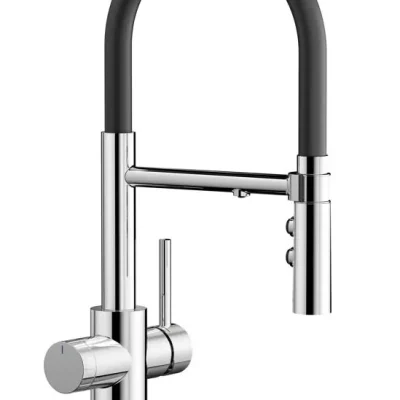 Blanco Catris S - virtuves izlietnes maisītājs ar filtrēšanas funkciju un elastīgu sviru, hroms/melns 526705
