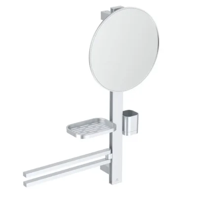 Ideal Standard ALU+ - spogulis ar dvieļu turētāju, plauktu un zobu birstes glāzi, sudrabs BD588SI
