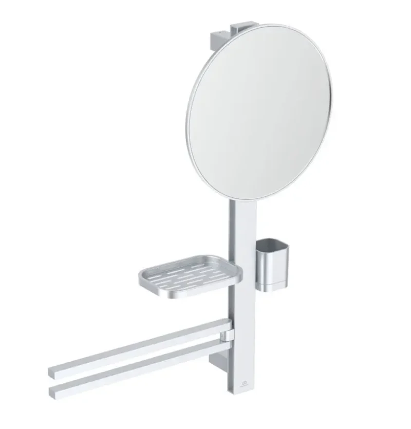 Ideal Standard ALU+ - spogulis ar dvieļu turētāju, plauktu un zobu birstes glāzi, sudrabs BD588SI