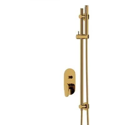 Cersanit Inverto - dušas komplekts ar zemapmetuma maisītāju, ar montāžas korpusu, diametrs 25 cm, zelts S952-007
