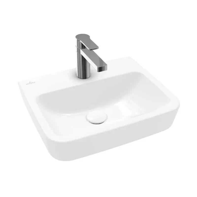 Villeroy & Boch O.novo - uzliekamā rokas izlietne, 45x37 cm, bez pārplūdes, ar jaucējkrāna caurumu, CeramicPlus, Alpu balts 43444LR1