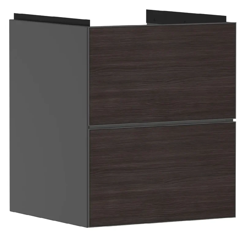 Hansgrohe Xevolos E - izlietnes apakšskapītis 58x48x48 cm, 2 atvilktnes, matēti pelēks/tumšs ozols 54174730
