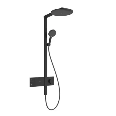 Hansgrohe Raindance Alive S - dušas komplekts ar termostatu, diametrs 30 cm, 3 strūklas veidi, matēti melns 24582670