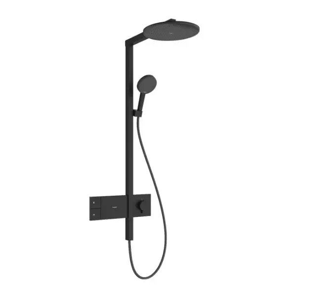Hansgrohe Raindance Alive S - dušas komplekts ar termostatu, diametrs 30 cm, 3 strūklas veidi, matēti melns 24582670