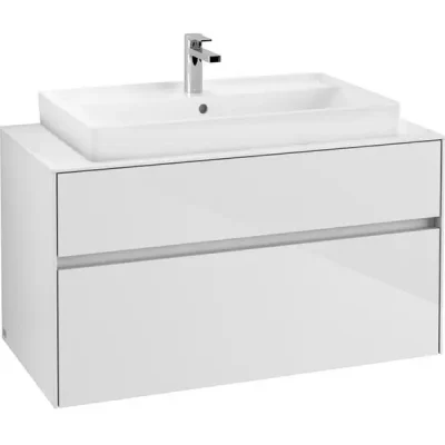 Villeroy & Boch Collaro - izlietnes skapītis, 100x55x50 cm, 2 atvilktnes, Glossy White C02000DH