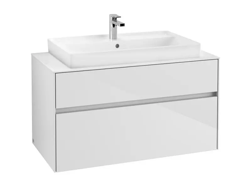 Villeroy & Boch Collaro - izlietnes skapītis, 100x55x50 cm, 2 atvilktnes, Glossy White C02000DH
