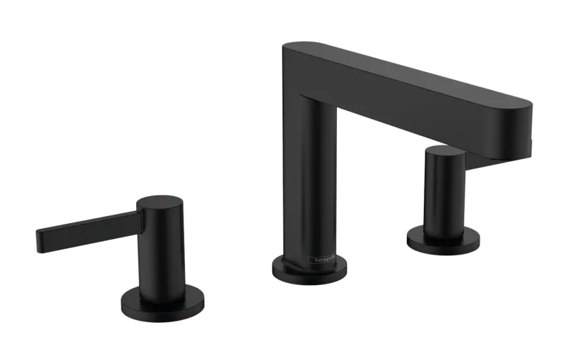 Hansgrohe Finoris - izlietnes vienas sviras maisītājs 110, 3 caurumu uzstādīšana, ar noteces komplektu Push-Open, EcoSmart, matēti melns 76033670