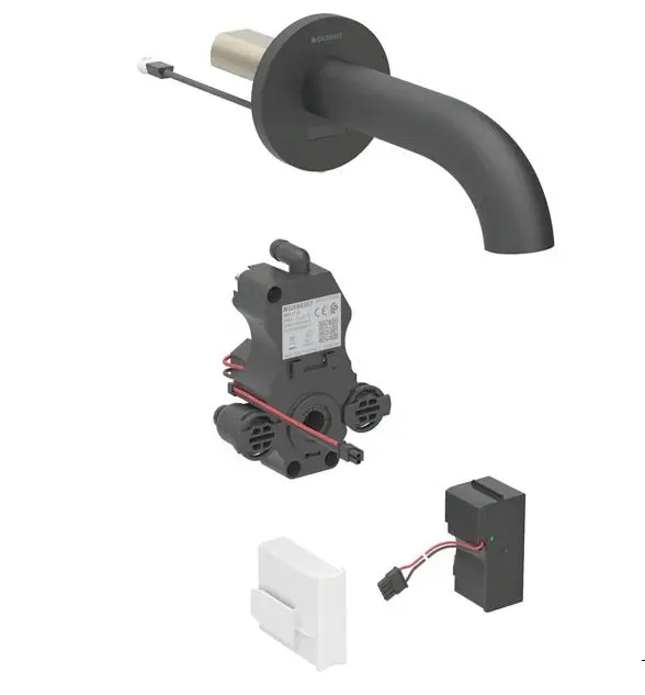 Geberit Piave - elektronisks zemapmetuma izlietnes vārsts, tīkla barošana, easy to clean, matēti melns 116.261.14.1