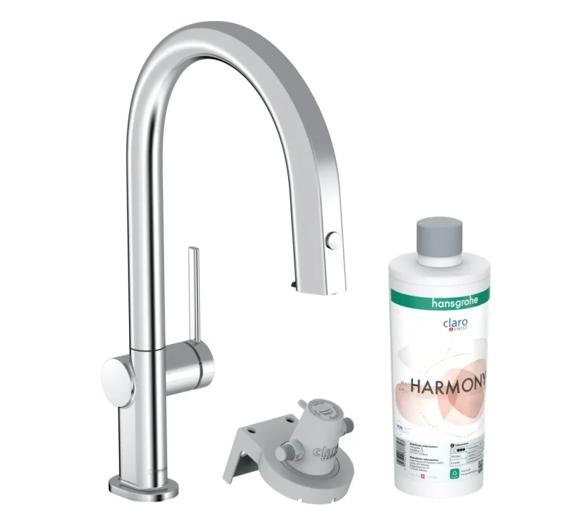 Hansgrohe Aqittura M91 - virtuves izlietnes maisītājs ar izvelkamu izteku un filtra funkciju, sBox, hromēts 76800000