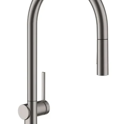 Hansgrohe M54 - virtuves izlietnes maisītājs Talis ar izvelkamu dušu, hroms melns birstēts 72800340