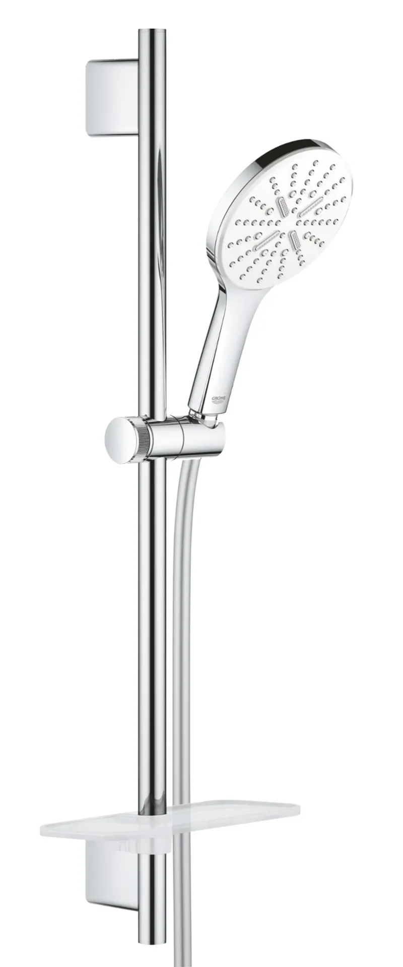 Grohe Rainshower SmartActive - dušas stieņa komplekts 130 9,5 l/min, 3 strūklu veidi, 60 cm stienis un šļūtene, Moon White 26577LS0