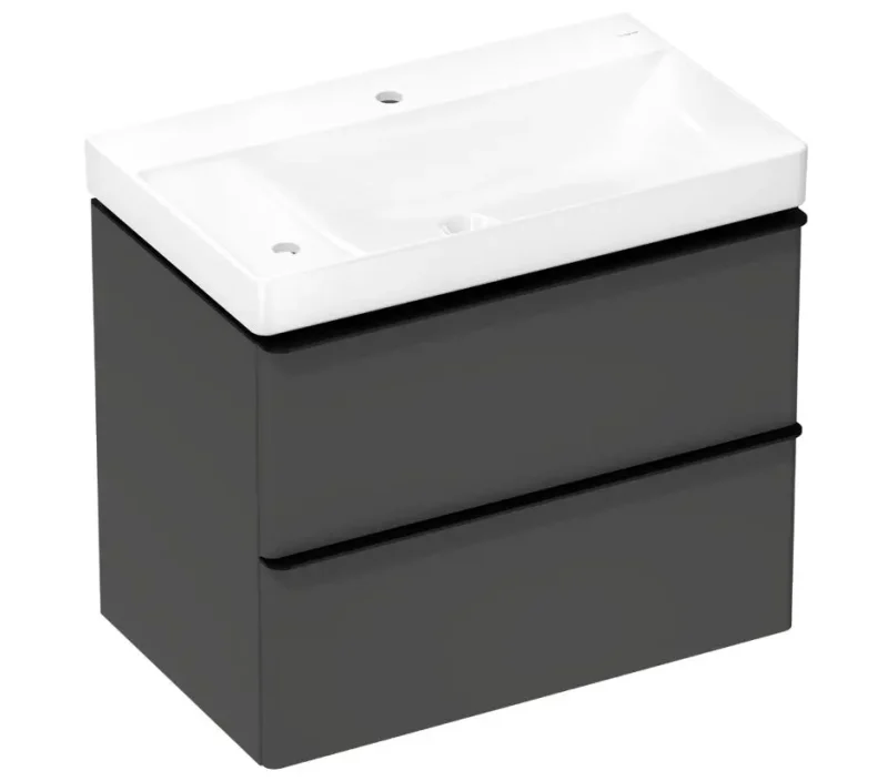 Hansgrohe Xelu Q - izlietne ar skapīti, 63x78x50 cm, 2 atvilktnes, matēti pelēks/matēti melns 54378670