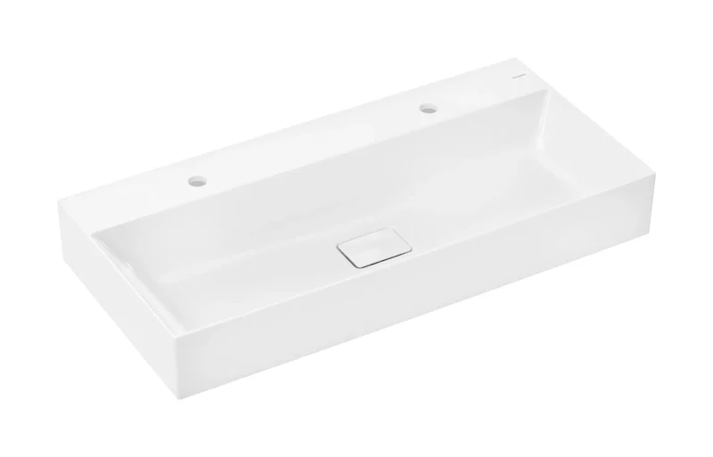 Hansgrohe Xevolos E - izlietne 100x48 cm, bez pārplūdes, 2 caurumiem jaucējkrānam, SmartClean, balta 61111450