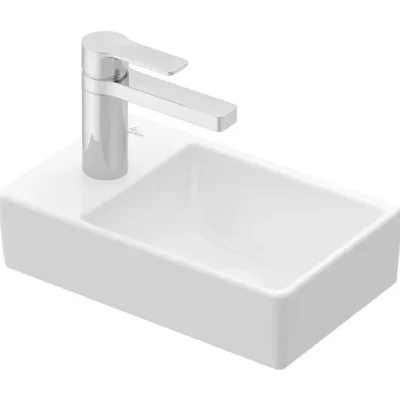 Villeroy & Boch Avento - roku mazgājamā izlietne Compact, 36x22 cm, bez pārplūdes, ar jaucējkrāna atveri kreisajā pusē, Alpu balts 43003R01