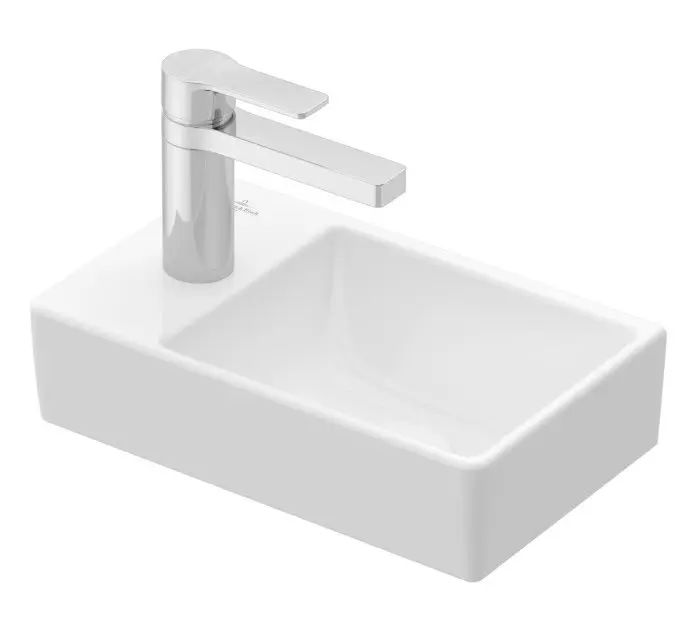 Villeroy & Boch Avento - roku mazgājamā izlietne Compact, 36x22 cm, bez pārplūdes, ar jaucējkrāna atveri kreisajā pusē, Alpu balts 43003R01